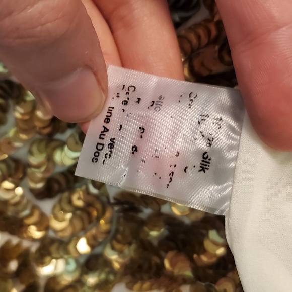 Alice + Olivia Gold Sequins Ivory Silk Mini Skirt - Picture 8 of 10